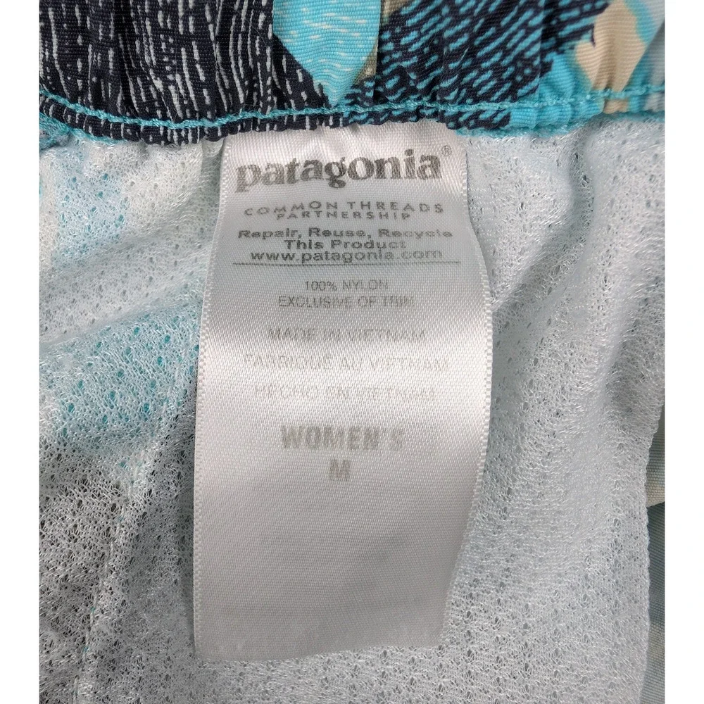 Patagonia Floral Athletic Shorts in Aqua, White, Tan